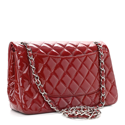 Chanel Patent Quilted Jumbo Double Flap Red 2 of 11
