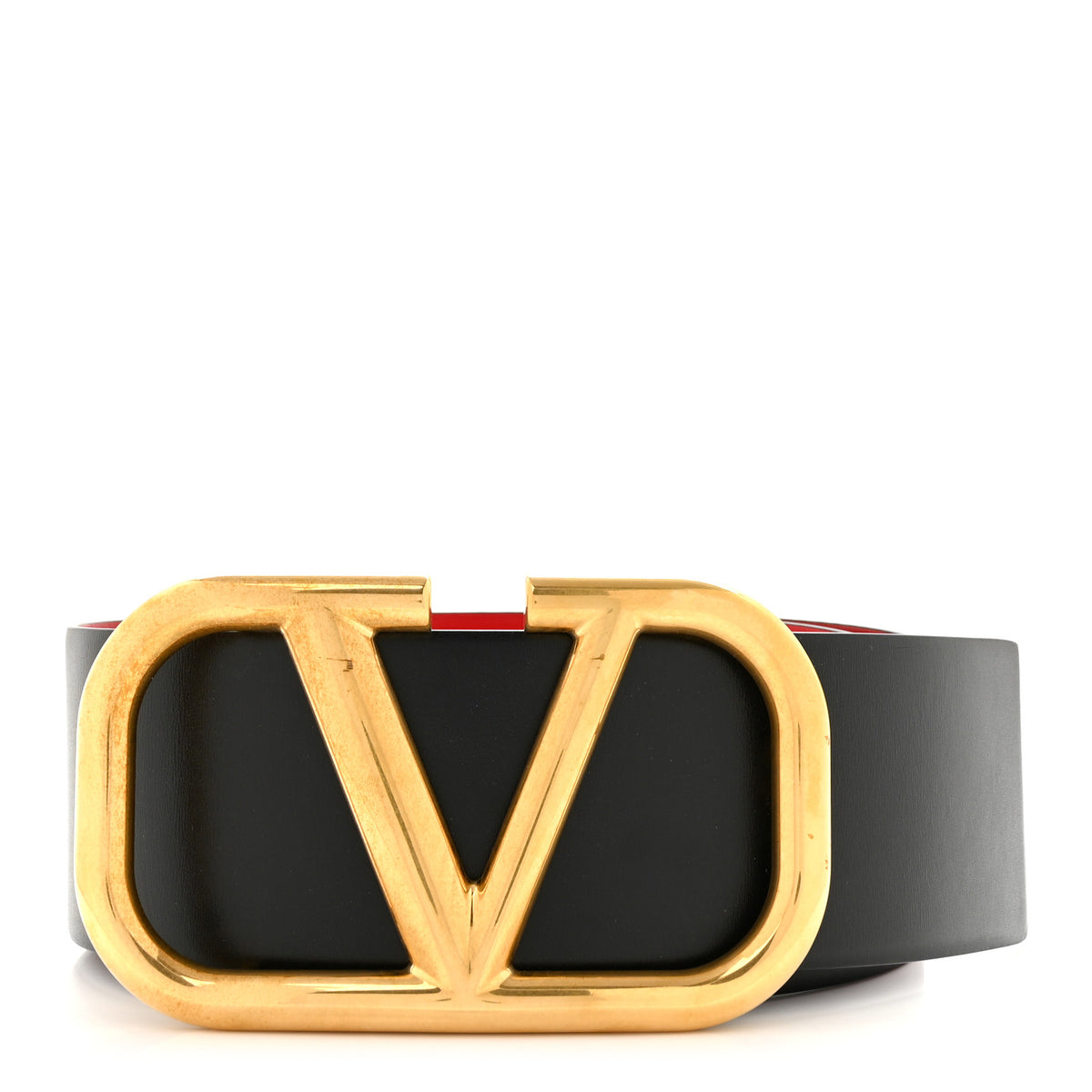 Glossy Calfskin 70mm VLogo Reversible Belt 90 36 Black Rouge Pur