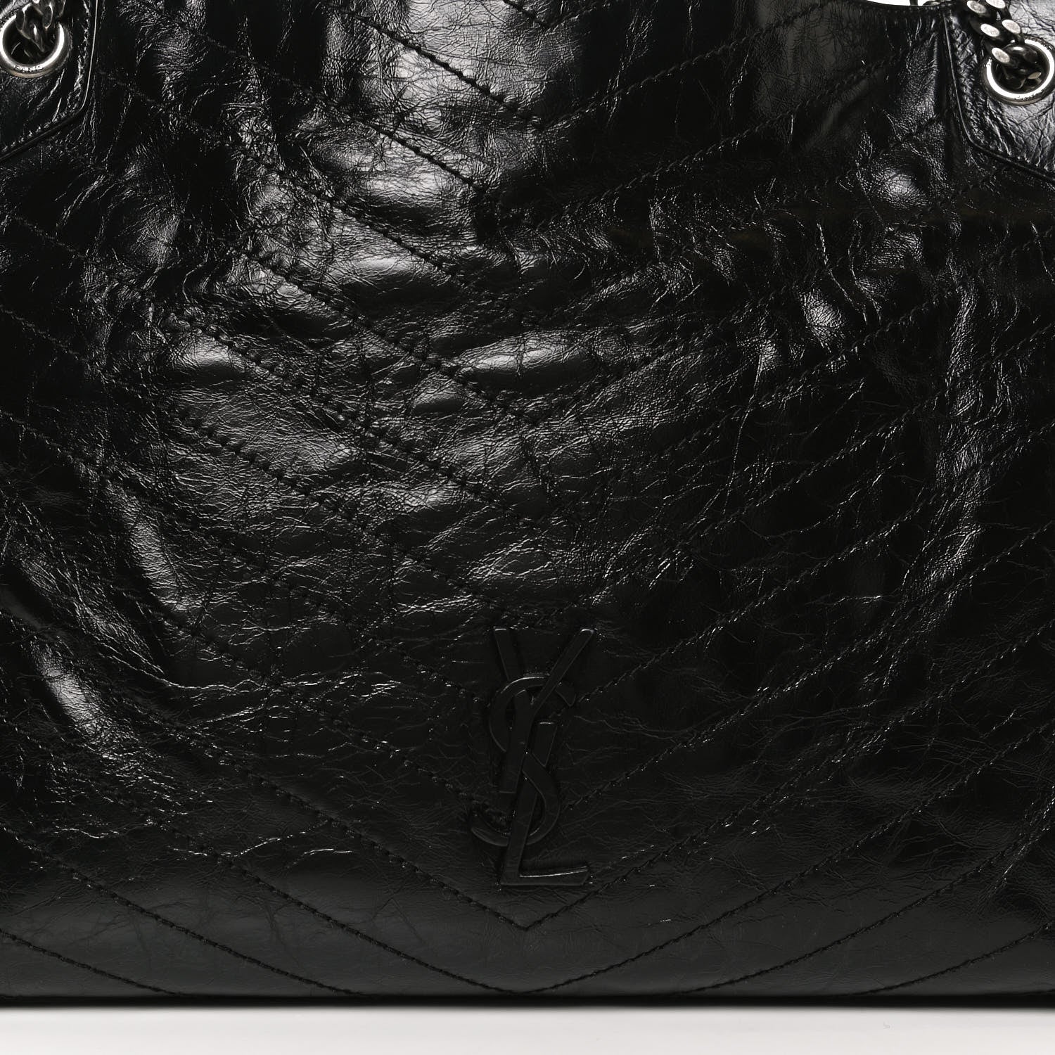 Saint Laurent Crinkled Calfskin Matelasse Monogram Niki Shoulder Bag Black 9 of 11