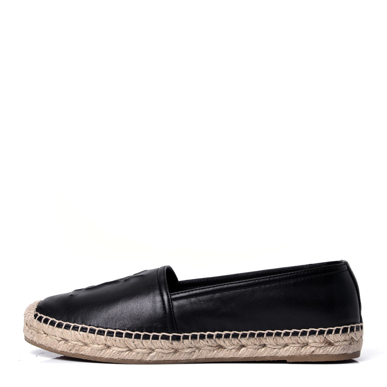 Saint Laurent Lambskin Monogram Espadrilles 37 Black 1 of 6
