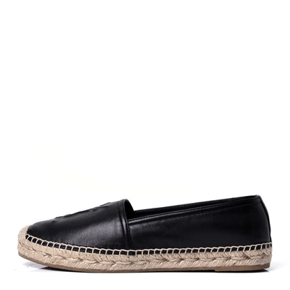 Saint Laurent Lambskin Monogram Espadrilles 37 Black 1 of 6