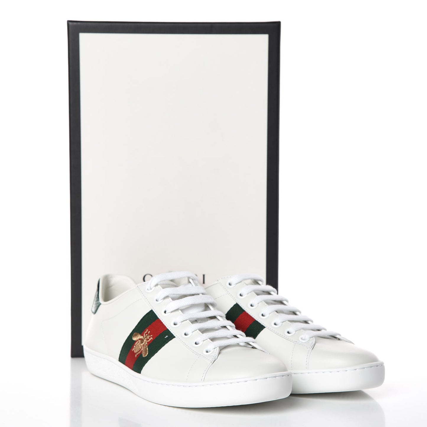 Calfskin Ayers Bee Embroidered Womens Ace Sneakers 36 White Green