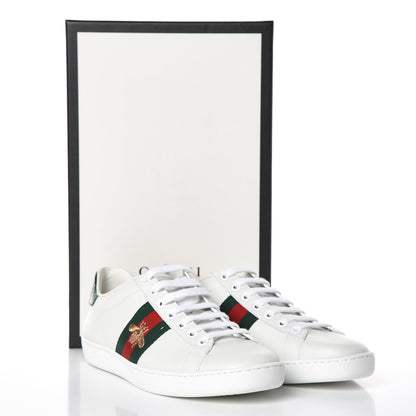Gucci Calfskin Ayers Bee Embroidered Womens Ace Sneakers 36 White Green 10 of 10
