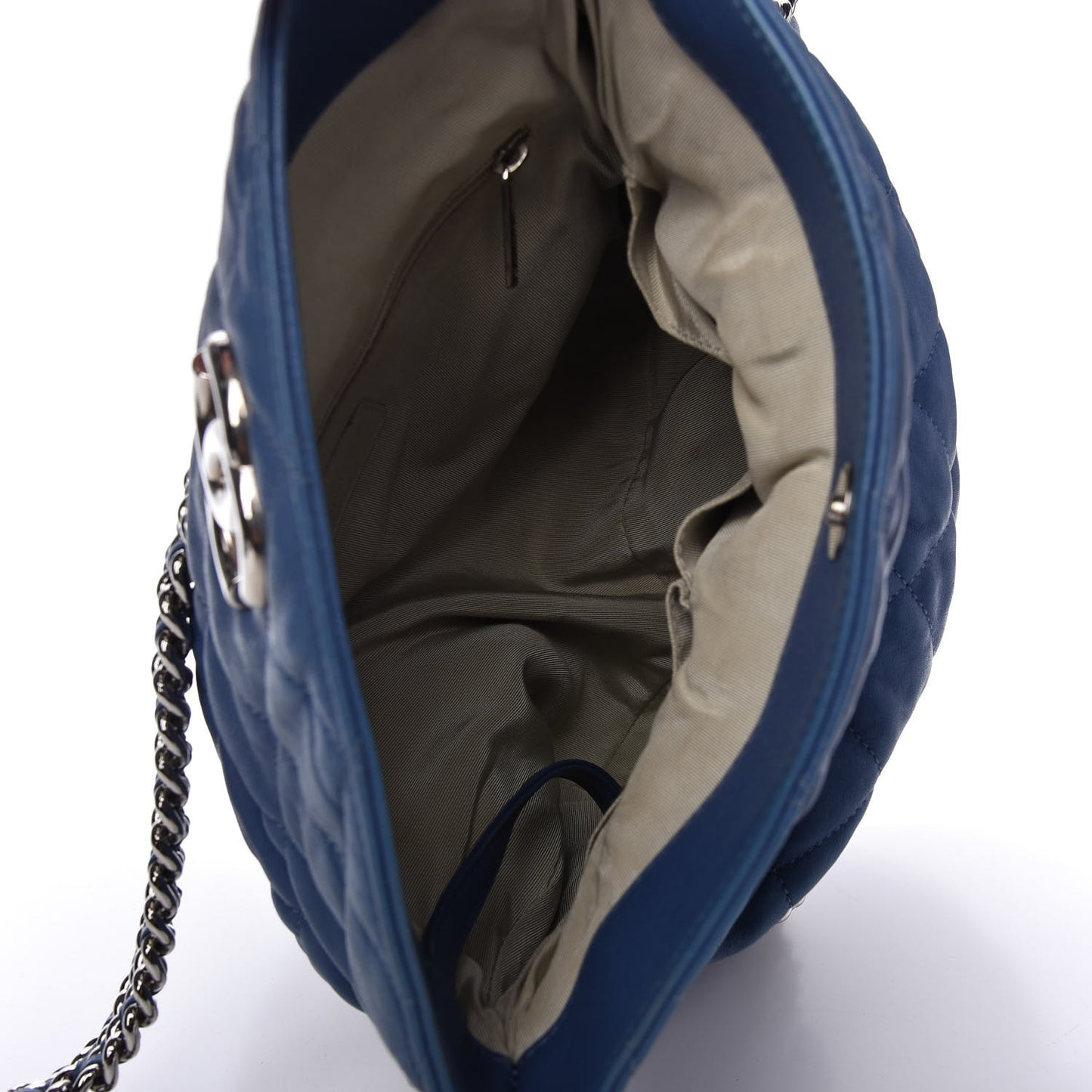 Washed Lambskin Chain Around Hobo Blue