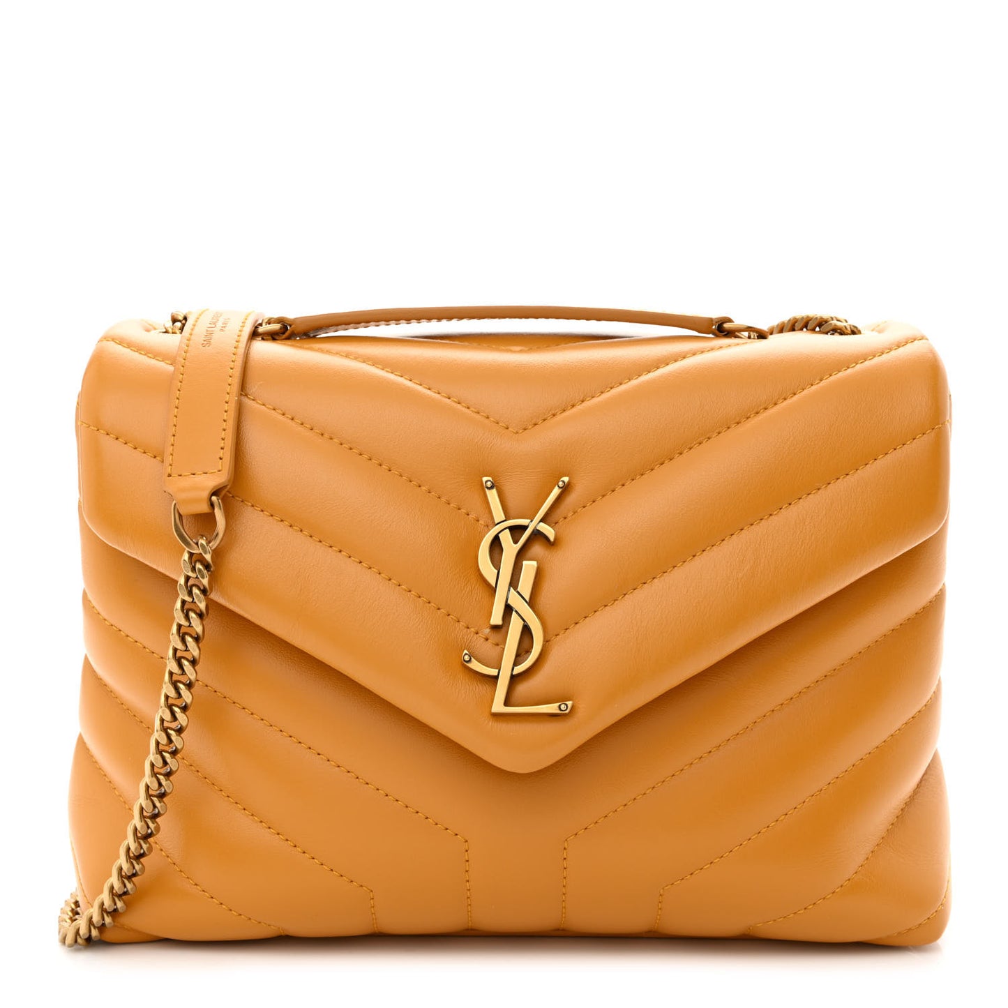 Calfskin Y Quilted Monogram Small Loulou Chain Satchel Cheddar Cheddar