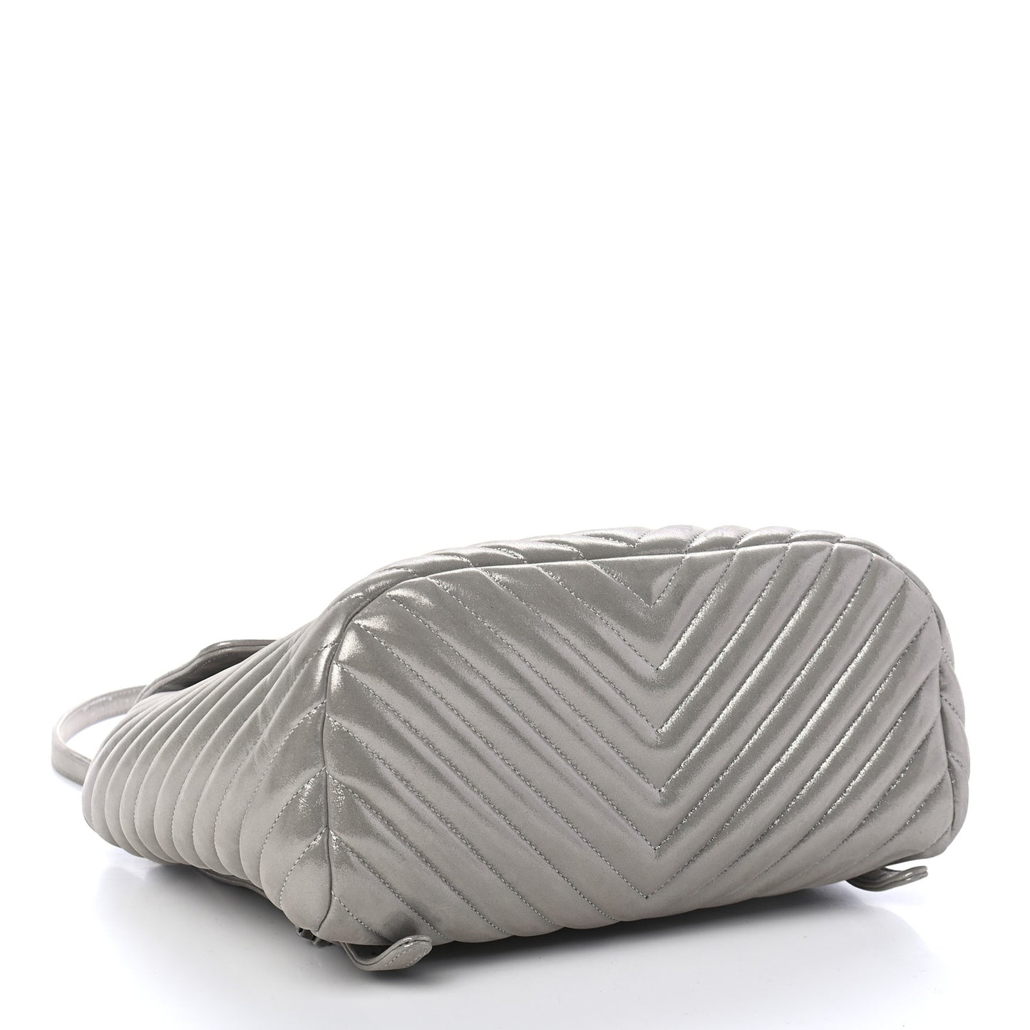 Metallic Calfskin Chevron Quilted Urban Spirit Backpack Silver
