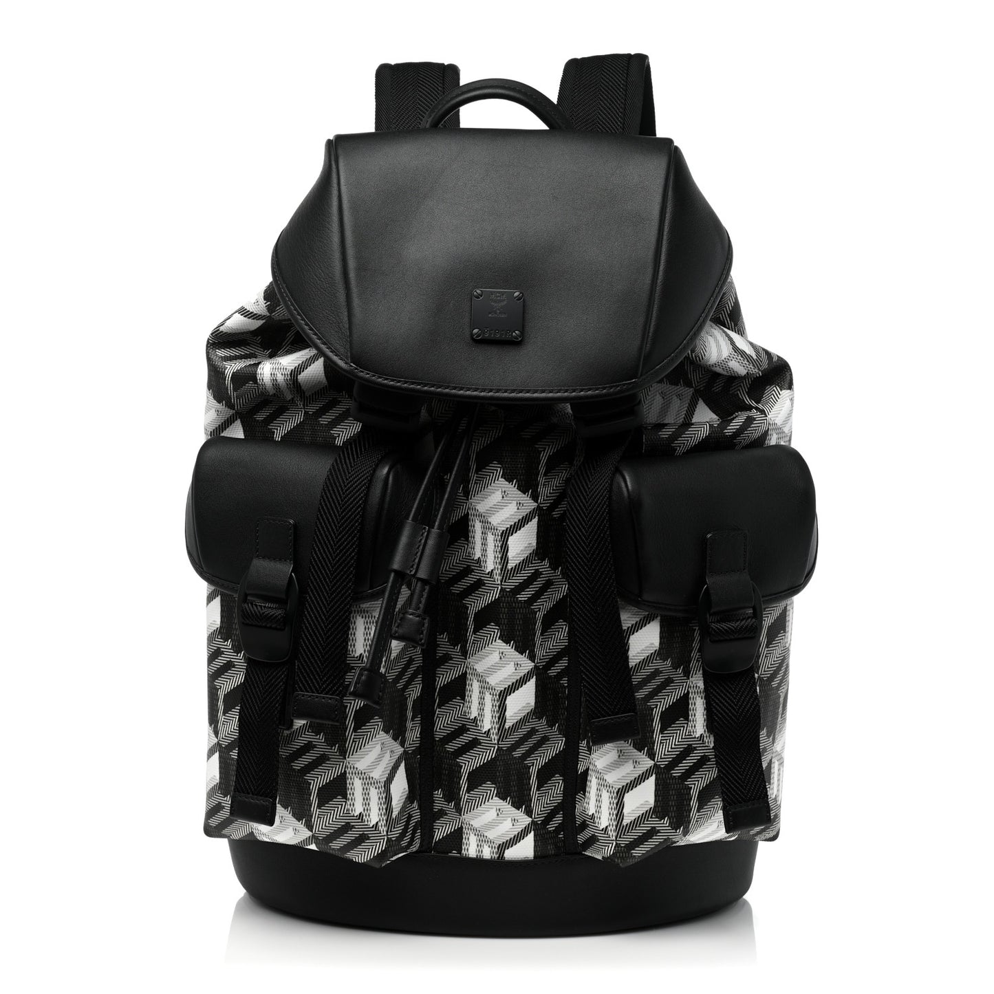 Canvas Nappa Cubic Monogram Brandenburg Backpack Black White