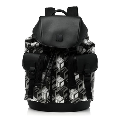 MCM Canvas Nappa Cubic Monogram Brandenburg Backpack Black White 1 of 11