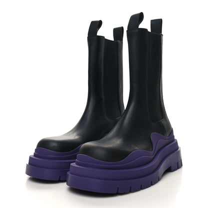 Bottega Veneta Calfskin The Tire Chelsea Boots 37.5 Black Plum 3 of 7