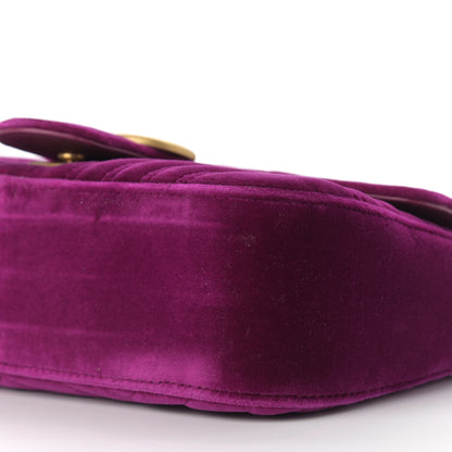 Gucci Velvet Matelasse Small GG Marmont Shoulder Bag Fuchsia Violet Cyclamen 10 of 11