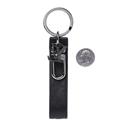 Louis Vuitton Calfskin LV Shape Dragonne Bag Charm Key Holder Black 3 of 3