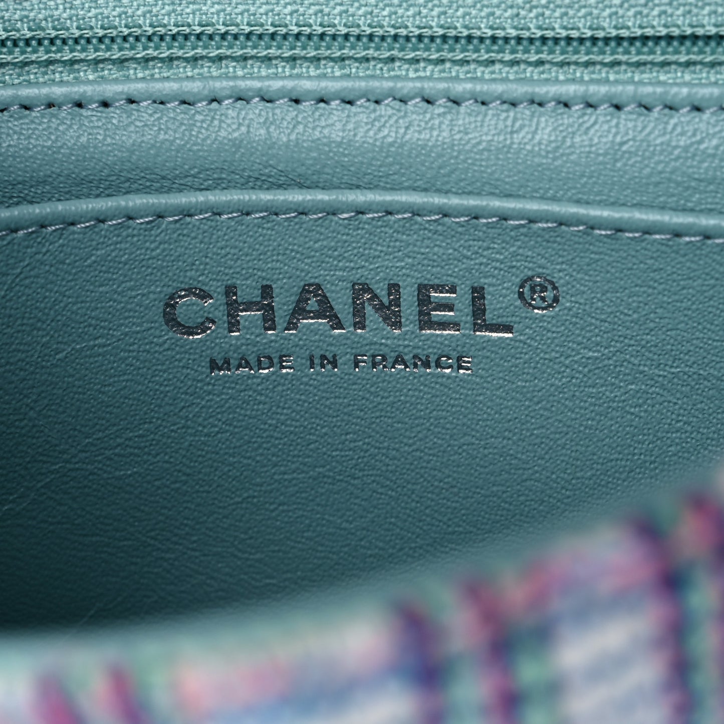 Tweed Quilted Mini Rectangular Flap Blue