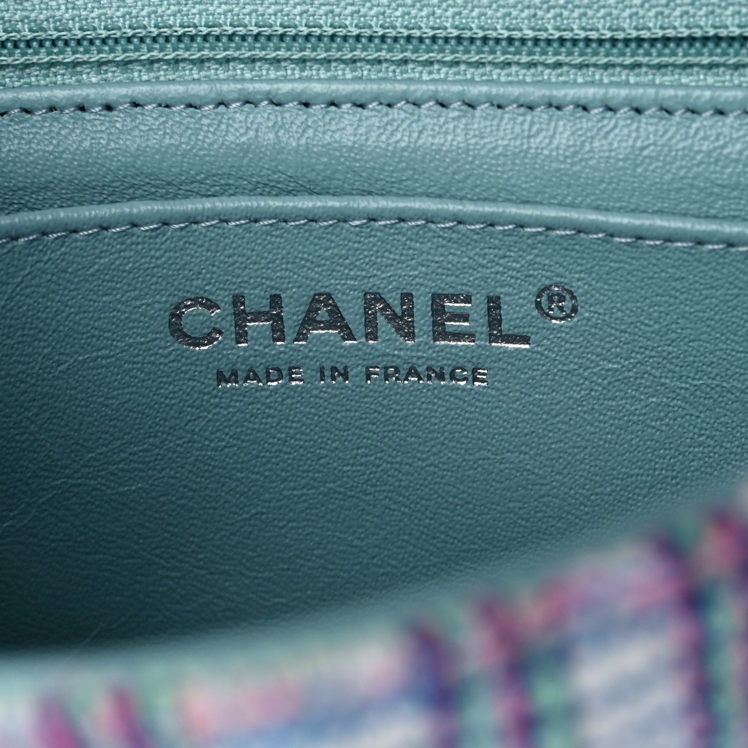 Chanel Tweed Quilted Mini Rectangular Flap Blue 6 of 9