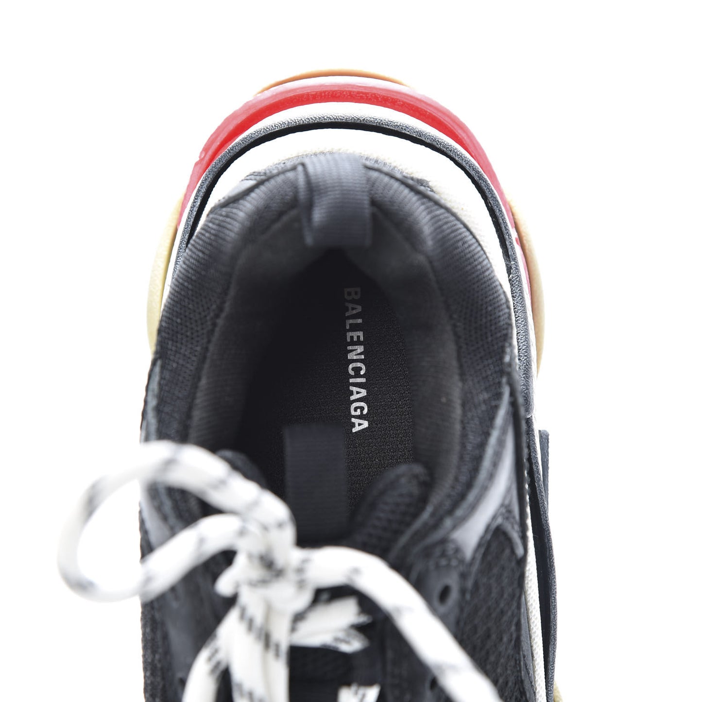 Fabric Mesh Washed Effect Womens Triple S Sneakers 36 Black Red