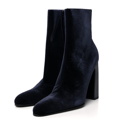 Balenciaga Smooth Velvet Ankle Boots 38 Navy 3 of 6