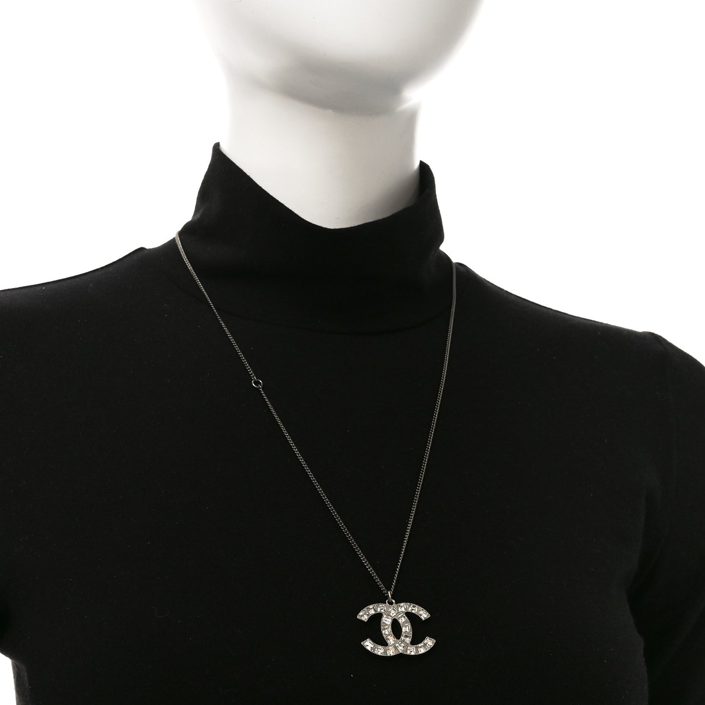 Baguette Crystal CC Necklace Silver