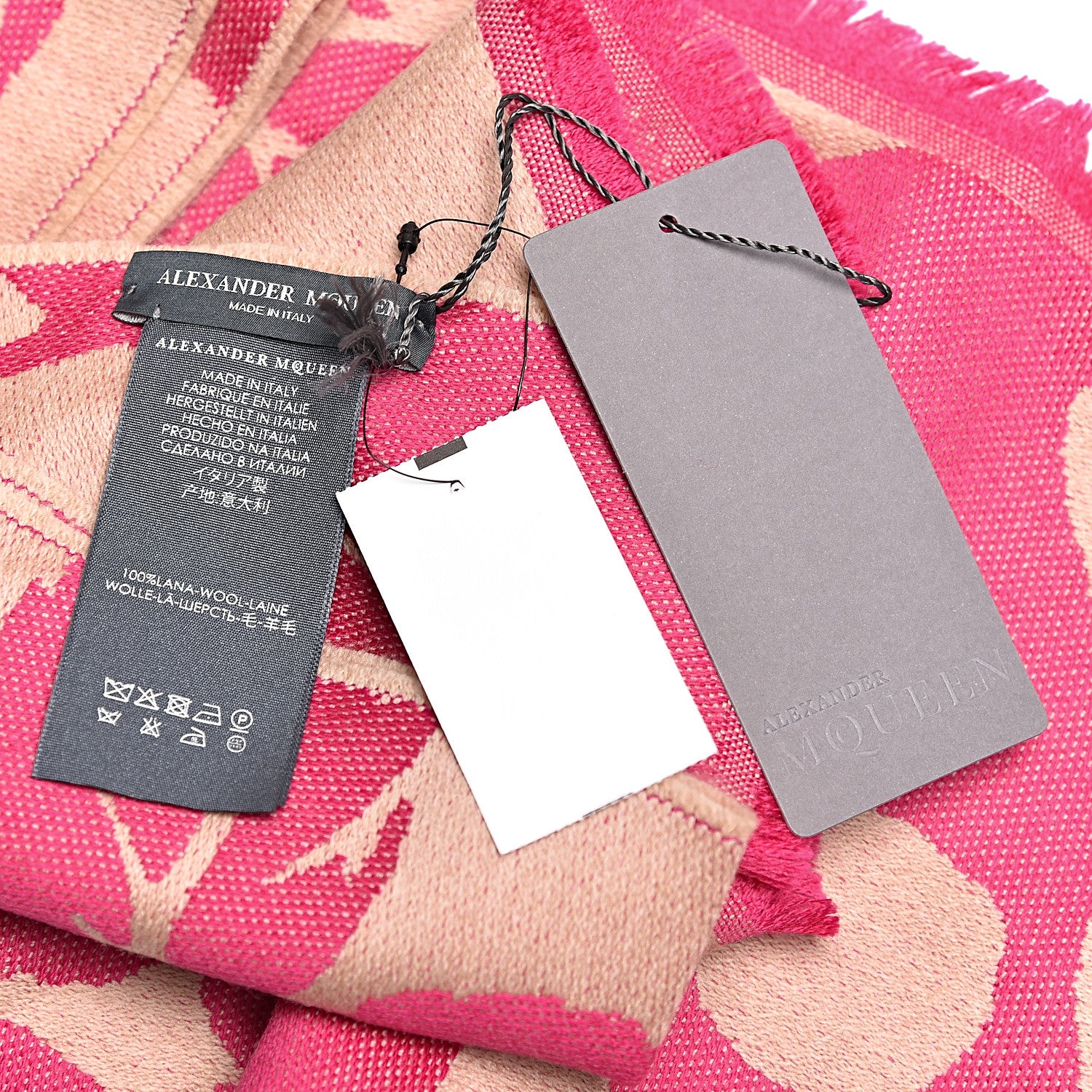 Alexander McQueen Wool Oversized Skull Scarf Magenta Beige 4 of 5