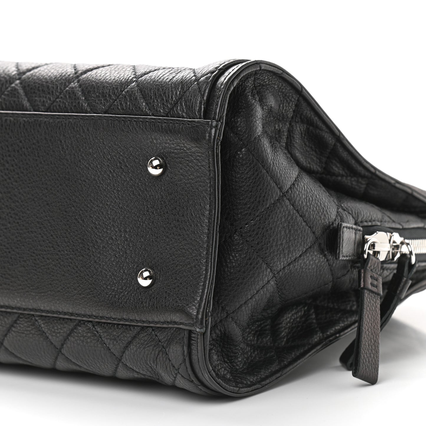Calfskin Quilted Shopping Tote Black