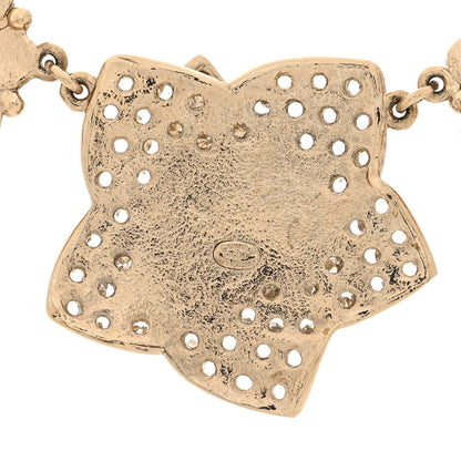 Chanel Crystal Gripoix CC Flower Cluster Necklace Gold Red Orange 4 of 5