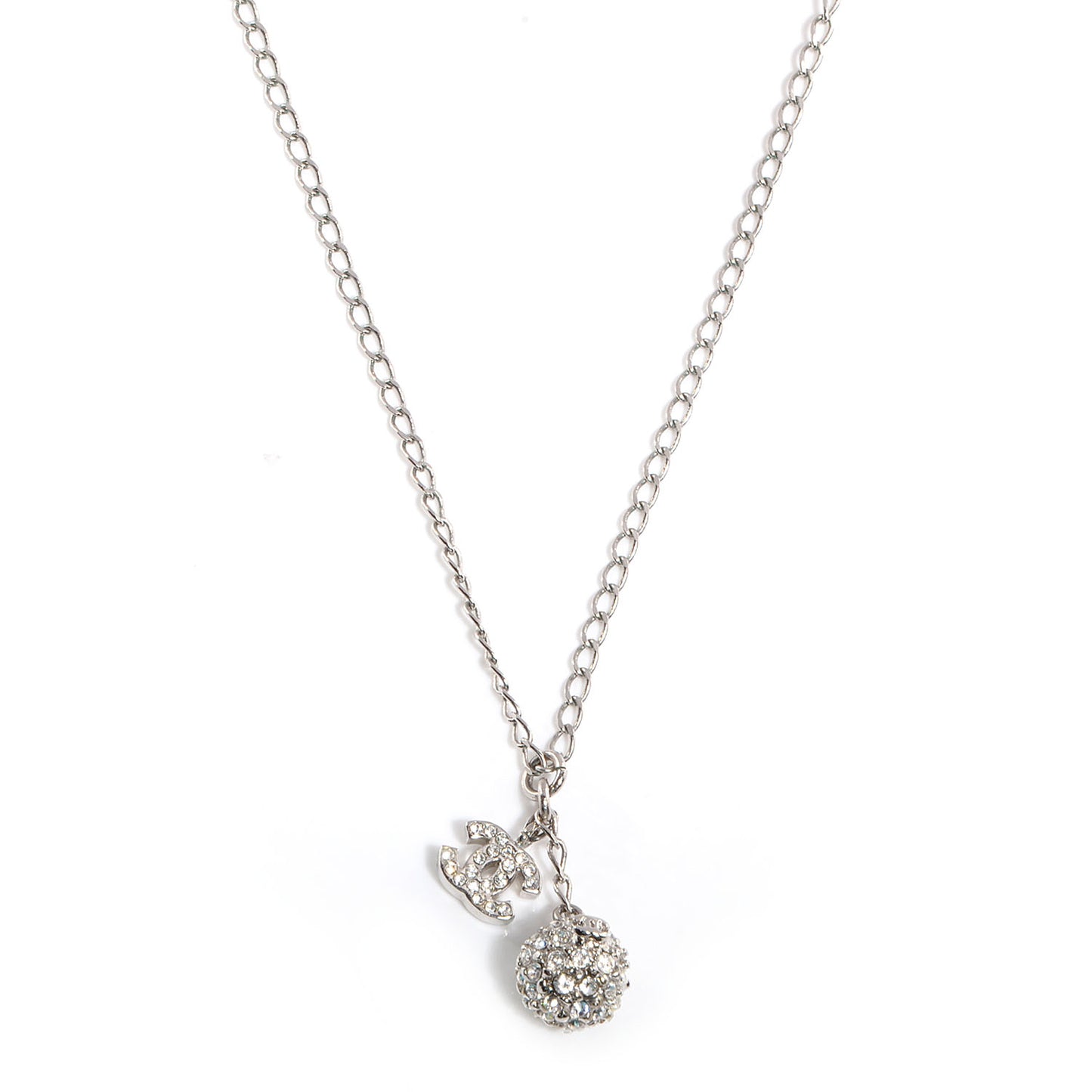 Crystal Ball CC Necklace Silver