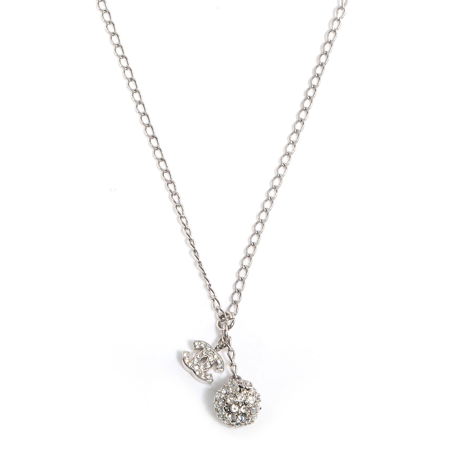 Chanel Crystal Ball CC Necklace Silver 1 of 6