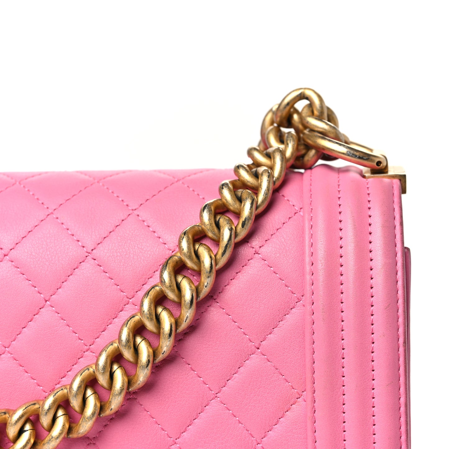 Calfskin Quilted Medium Boy Flap Pink