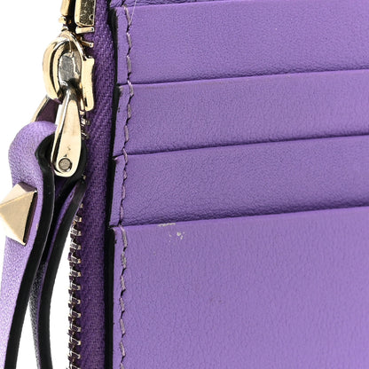 Valentino Garavani Calfskin Rockstud Coin Case Card Holder Glicine 11 of 12
