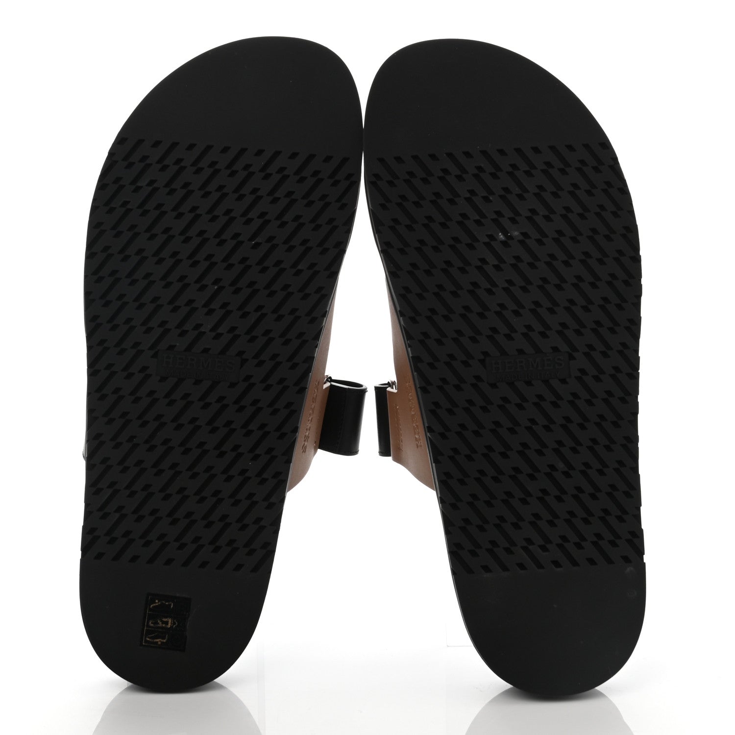 Hermes Calfskin Mens Chypre Sandals 44 Naturel Safari Black 5 of 8