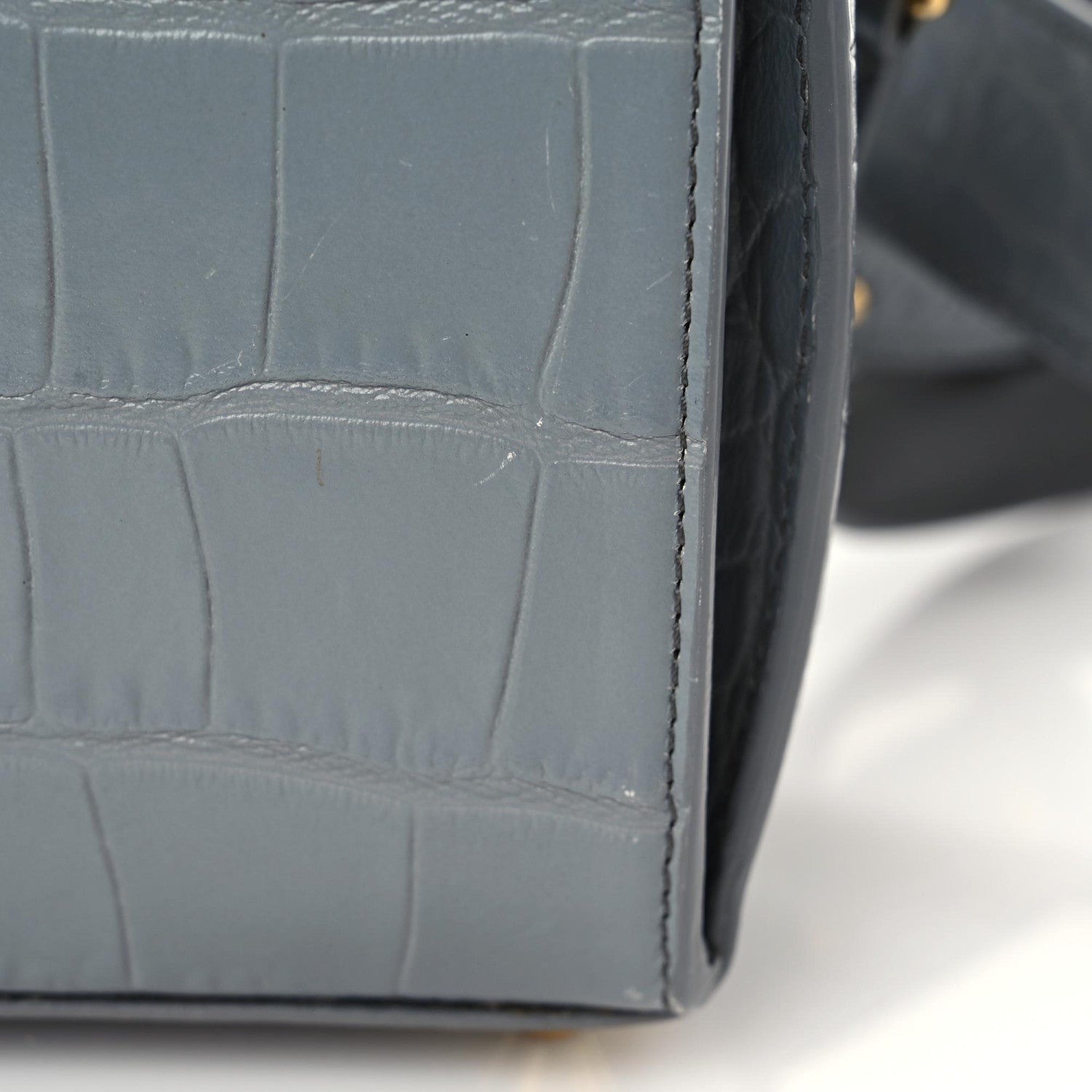 Alexander McQueen Calfskin Crocodile Embossed Box Shoulder Bag 16 Grey 14 of 20