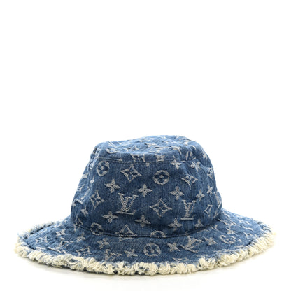 Louis Vuitton Monogram Denim Fringe Bob Bucket Hat M Blue 1 of 8