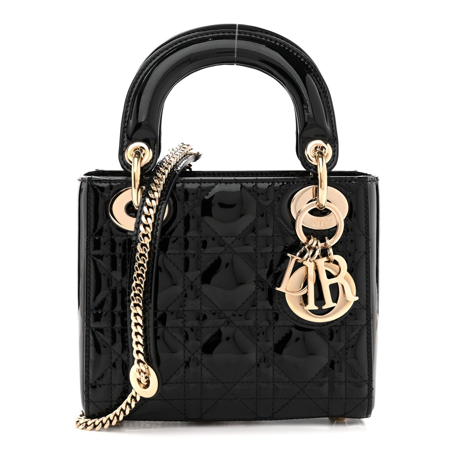 Patent Cannage Mini Lady Dior Black