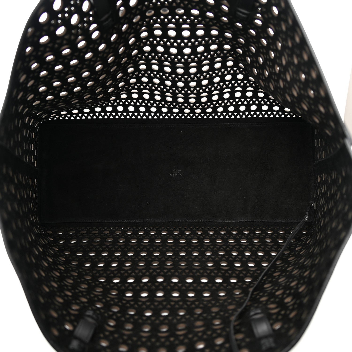 Alaia Lux Calfskin Optical Perforated Laser Cut Mina 44 Tote Black 6 of 11