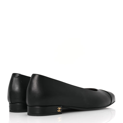Chanel Lambskin Cap Toe CC Uniform Ballerina Flats 38 Black 5 of 15