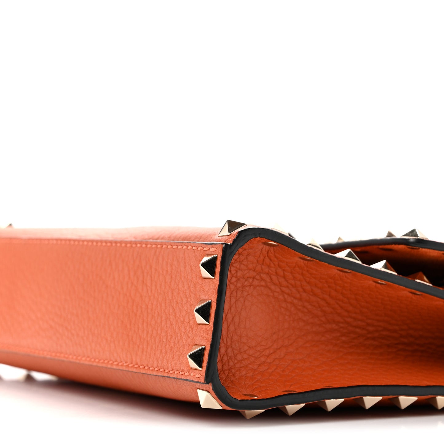 Pebbled Calfskin Medium Rockstud Flip Lock Crossbody Bag Orange