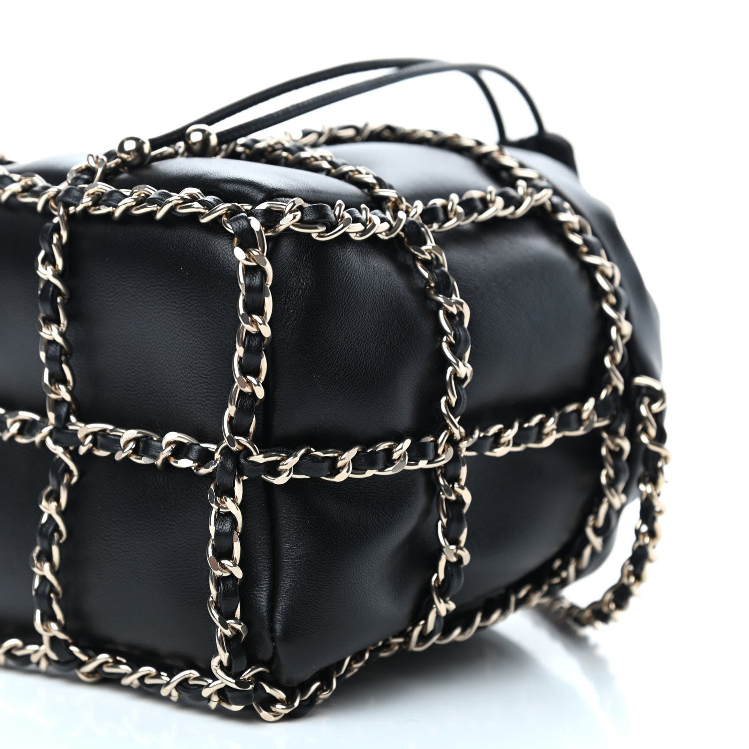 Chanel Lambskin Bucket Chain Drawstring Bag Black 9 of 10