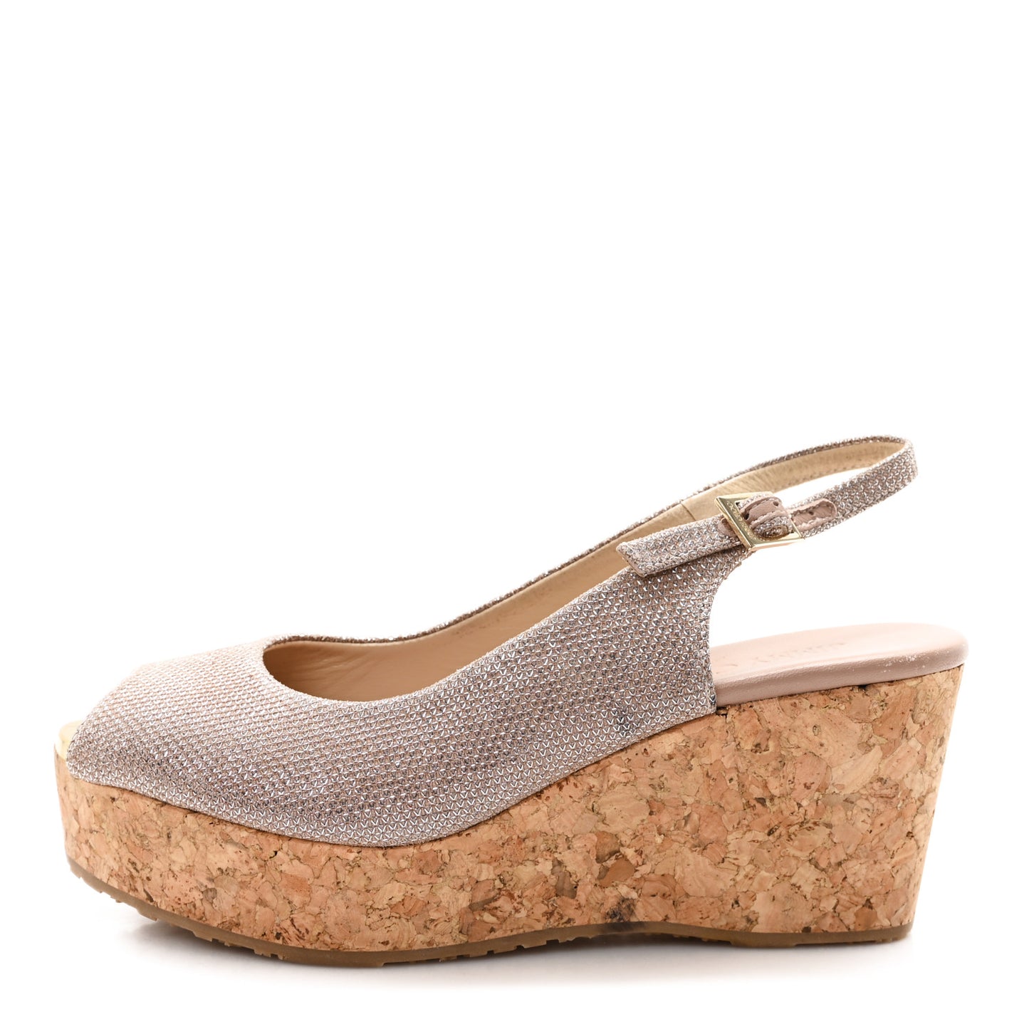 Glitter Mesh Cork Praise Espadrille Wedge Sandals 36.5 Powder Pink