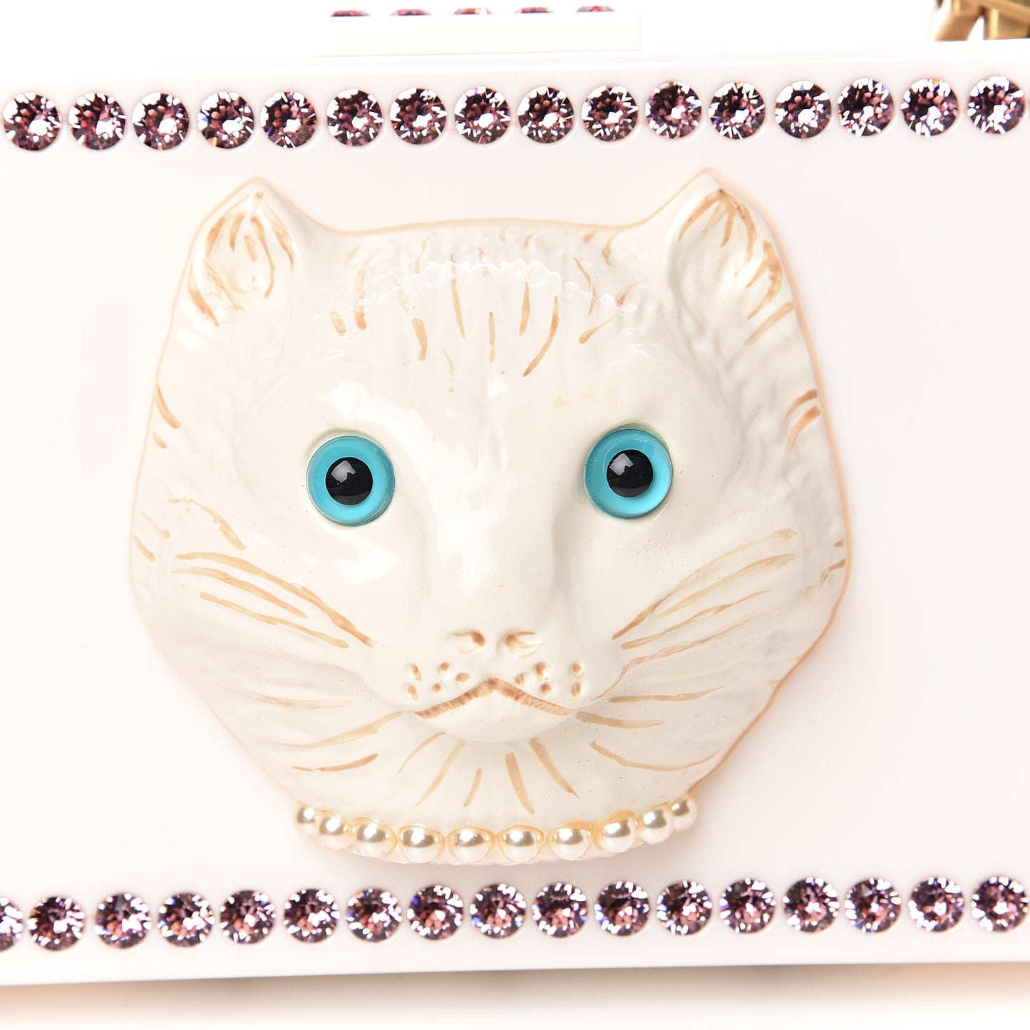 Plexiglass Crystal Cat Face Box Clutch White