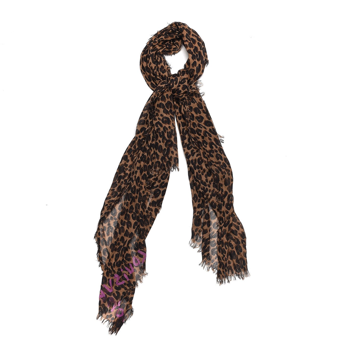 Cashmere Silk Leopard Etole Stole Marron