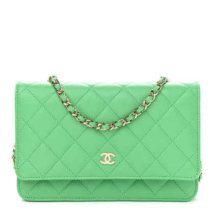 Chanel Caviar Quilted Wallet On Chain WOC Light Green 1 of 10