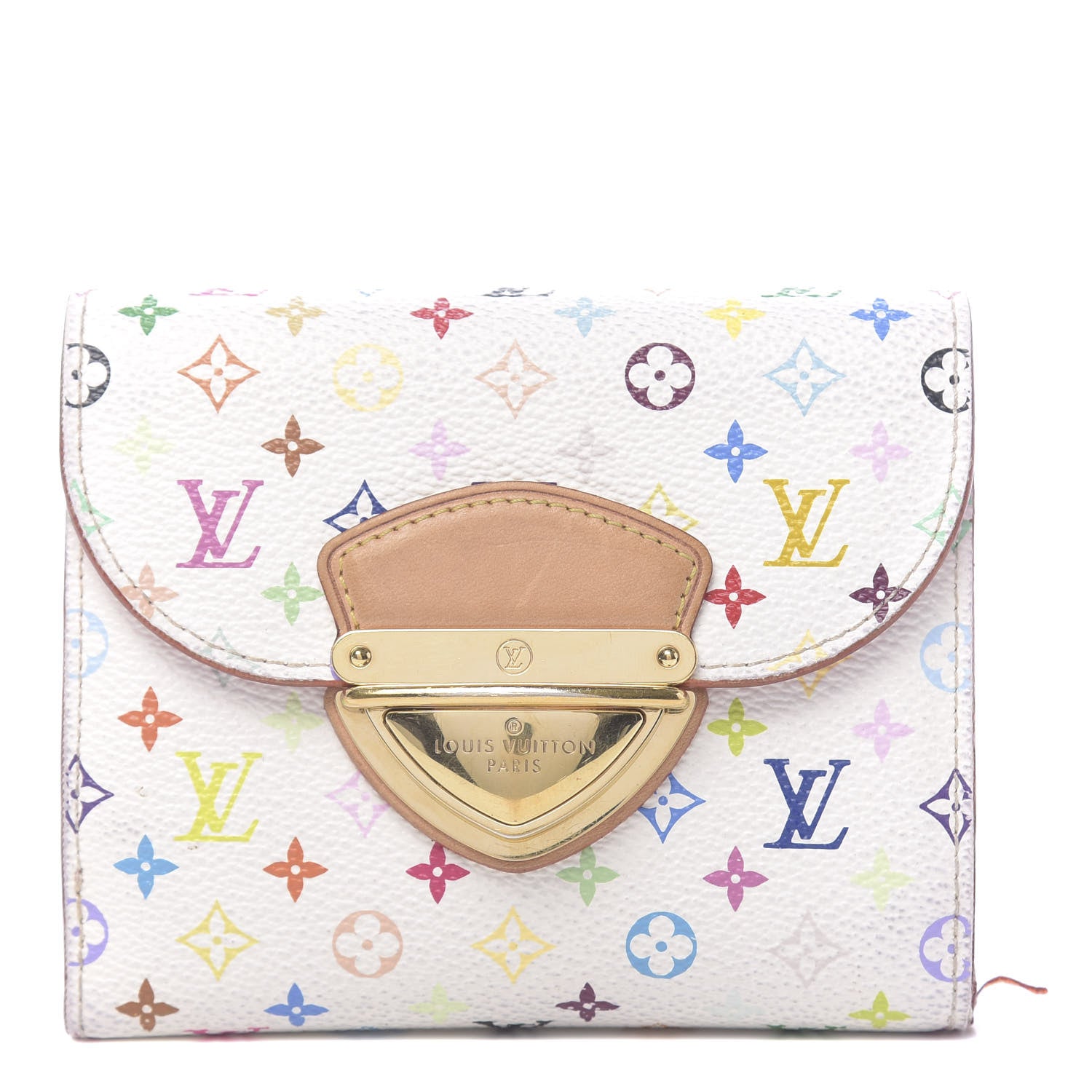 Louis Vuitton Monogram Multicolor Joey Wallet White Litchi 1 of 10