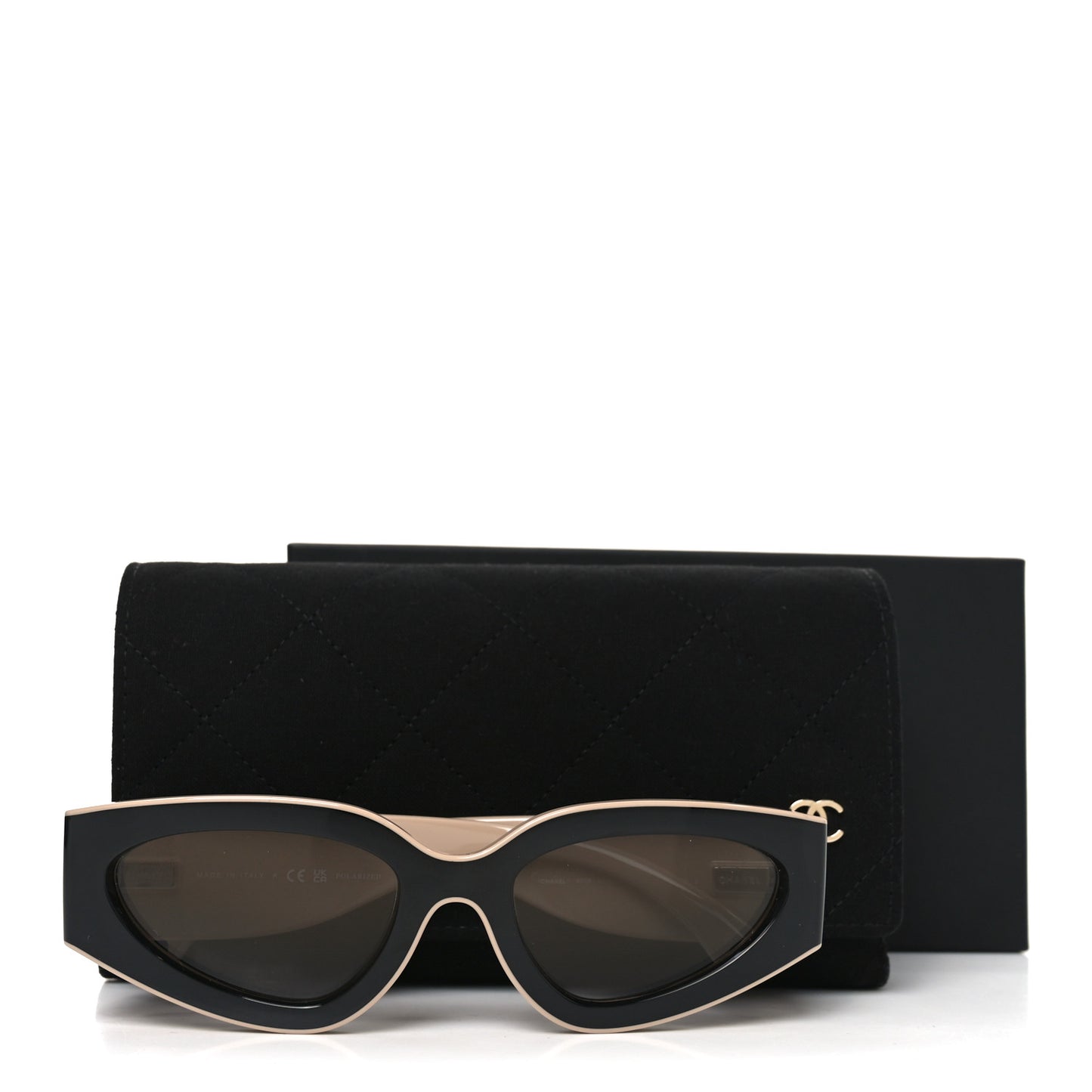 Acetate Cat Eye Sunglasses 6056 Black Beige