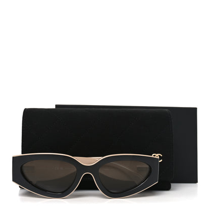 Chanel Acetate Cat Eye Sunglasses 6056 Black Beige 7 of 7