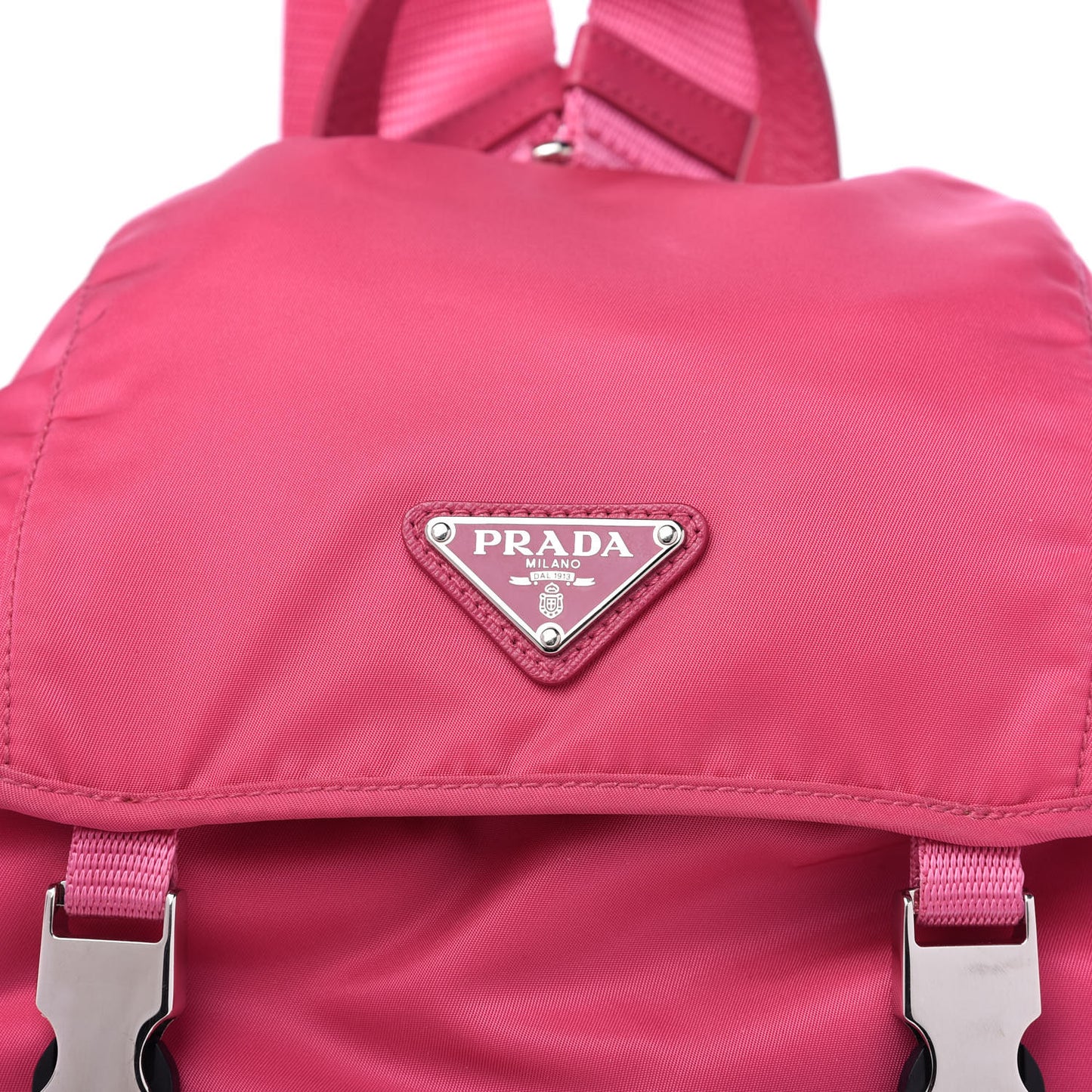 Nylon Vela Double Buckle Backpack Fuxia