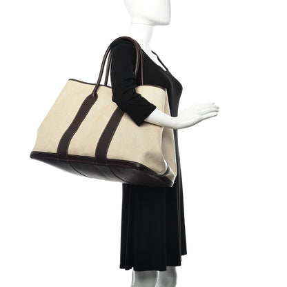 Hermes Toile Buffle Gala Garden Party Tote 49 GM Marron Fonce 2 of 15
