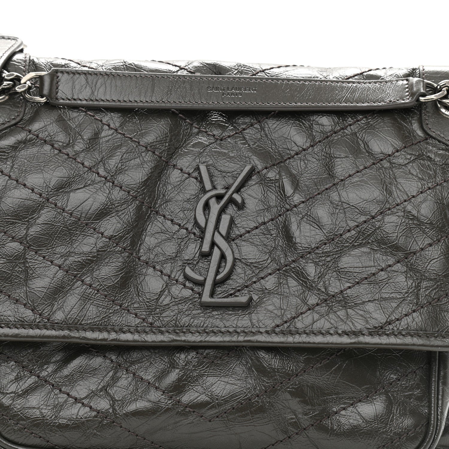 Saint Laurent Crinkled Calfskin Matelasse Monogram Medium Niki Chain Pebble 8 of 8