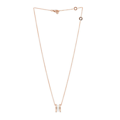 Bulgari 18K Rose Gold White Ceramic Diamond B.Zero1 Pendant Necklace 3 of 5