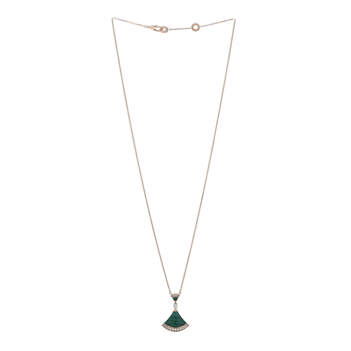 18K Rose Gold Diamond Malachite Divas' Dream Pendant Necklace