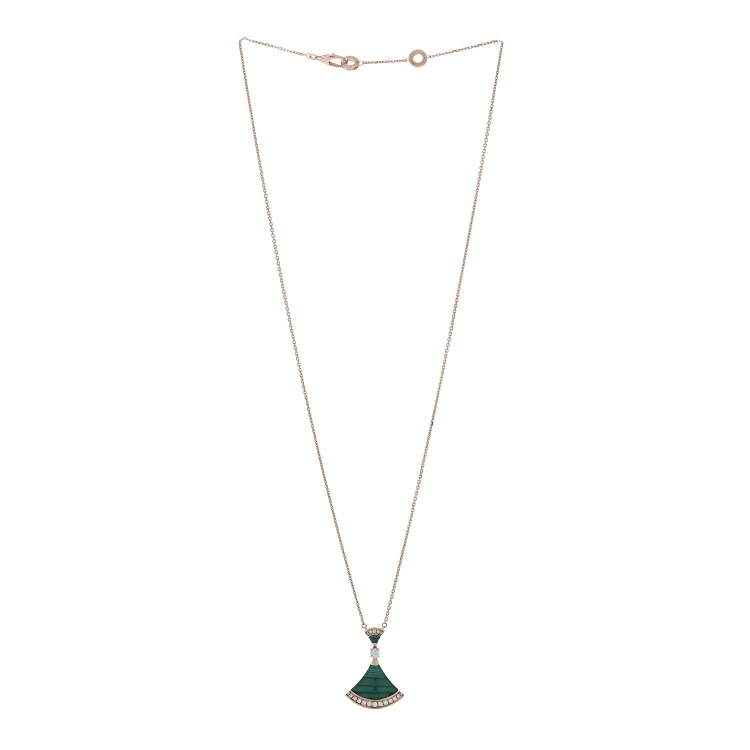 Bulgari 18K Rose Gold Diamond Malachite Divas' Dream Pendant Necklace 2 of 5