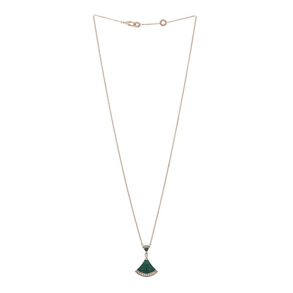 Bulgari 18K Rose Gold Diamond Malachite Divas' Dream Pendant Necklace 2 of 5