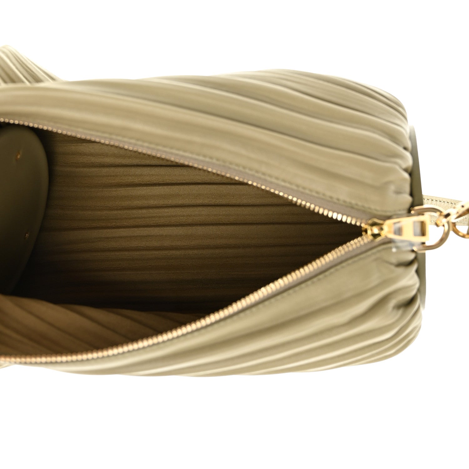 Loewe Lambskin Pleated Bracelet Pouch Shoulder Bag Clay Green 5 of 10